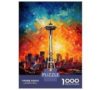 Puzzles De 1000 Pièces pour Adolescents Seattle Space Needle Puzzles pour Adultes, Jouets Anti-Stress, Décoration Murale, Cadeaux d'anniversaire Et Cadeaux Uniques 38x26cm/1000pcs