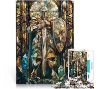 Puzzles de 1000 pièces pour Adolescents Sentinelle du vitrail Jeu Familial Anti-Stress Défi Difficile Une œuvre d'art 38x26cm