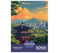 Puzzles De 1000 Pièces pour Adolescents Seoul, South Korea Illustration Puzzles pour Adultes Jeux De Société pour S'amuser en Famille Offrez-Leur des Cadeaux 70x50cm/1000pcs
