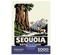 Puzzles De 1000 Pièces pour Adolescents Sequoia National Park Vintage Poster Puzzles pour Adultes Jeux Anti-Stress Analyse Et Logique Cadeaux d'anniversaire Uniques 38x26cm/1000pcs