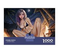 Puzzles De 1000 Pièces pour Adolescents Sexy Woman in Black Bikini Puzzles pour Adolescents Découpe De Précision Stimule Le Cerveau Cadeaux Anti-Stress 38x26cm/1000pcs