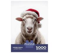 Puzzles De 1000 Pièces pour Adolescents Sheep Wearing Santa Hat Puzzles pour Adolescents - Niveau De Difficulté : Difficile - Chaque Pièce Est Unique - Cadeau d'anniversaire, Cadeaux, 52x38cm/1000pcs
