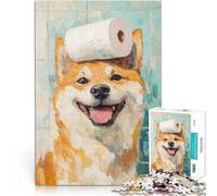 Puzzles de 1000 pièces pour Adolescents Shiba Inu avec du Papier Toilette Impossible est idéal comme Cadeau pour Toute la Famille 50x70cm