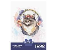 Puzzles De 1000 Pièces pour Adolescents Siberian Cat Watercolor Puzzle pour Adultes Relax Games Hand Speed Race Offre Cadeaux pour Toute La Famille 38x26cm/1000pcs