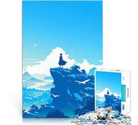 Puzzles de 1000 pièces pour Adolescents Silhouette d'une Fille au Sommet d'une Falaise Jeu Stimulant Œuvre d'art 52x38cm