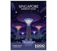 Puzzles De 1000 Pièces Pour Adolescents Singapore Gardens by The Bay Illustration Puzzles Pour Adolescents - Niveau De Difficulté : Difficile - Chaque Pièce Est Unique - Cadeau D'anniversaire, Cadeaux