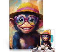 Puzzles de 1000 pièces pour Adolescents Singe bienheureux avec Un Chapeau Défi Difficile Renforcer l'amour Entre Les Couples 38x52cm