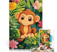 Puzzles de 1000 pièces pour Adolescents Singe Mignon dans la Jungle Jeux Amusants en Famille Œuvre d'art 38x26cm