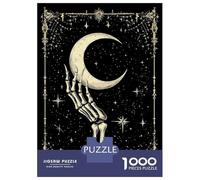Puzzles De 1000 Pièces pour Adolescents Skeleton Hand Holding Moon Puzzle Jeux Relaxants Cadeaux pour Femmes Cadeaux De Noël Et d'anniversaire 38x26cm/1000pcs
