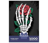 Puzzles De 1000 Pièces pour Adolescents Skeleton Hand Holding Red Rose Puzzle Jeux Relaxants Cadeaux pour Femmes Cadeaux De Noël Et d'anniversaire 70x50cm/1000pcs