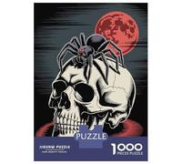 Puzzles De 1000 Pièces pour Adolescents Skull with Spider and Blood Moon Puzzle Jeux Relaxants Cadeaux pour Femmes Cadeaux De Noël Et d'anniversaire 38x26cm/1000pcs