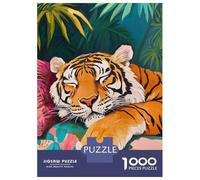 Puzzles De 1000 Pièces pour Adolescents Sleeping Tiger in Jungle Puzzle pour Adultes Relax Games Hand Speed Race Offre Cadeaux pour Toute La Famille 38x26cm/1000pcs