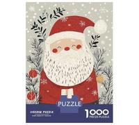 Puzzles De 1000 Pièces pour Adolescents Smiling Santa Claus Illustration Puzzle Jeux De Famille Décoration Intérieure Cadeaux d'anniversaire Uniques 70x50cm/1000pcs