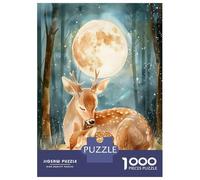 Puzzles De 1000 Pièces pour Adolescents Soft Silence - Cute Deer and Fawn Boho Woodland Nursery Illustration Puzzle pour Adultes Jouet Décoration Murale Défi Difficile À Compléter 70x50cm/1000pcs