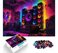Puzzles de 1000 pièces pour Adolescents Soirée Musicale DJ Néon Séjour Anti-Stress pour Tuer Le Temps Bon Cadeau 38x26cm