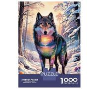 Puzzles De 1000 Pièces pour Adolescents Spirit of The Seasons - Wolf Landscape Double Exposure Art Puzzle pour Adultes Jeux Relaxants Améliorent La Mémoire Cadeaux Anti-Stress 38x26cm/1000pcs