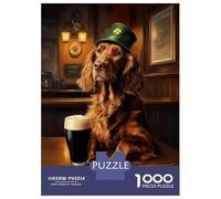 Puzzles De 1000 Pièces pour Adolescents St. Patrick’s Day Irish Setter in A Pub Puzzles pour Adolescents, Jeu De Réflexion Amusant Et Humoristique, Cadeau d'anniversaire Unique 70x50cm/1000pcs