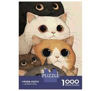 Puzzles De 1000 Pièces pour Adolescents Stack of Cute Cartoon Cats Casse-têtes pour Adultes, Jeu De Réflexion, Difficile, Amusant, Activités À La Maison 52x38cm/1000pcs