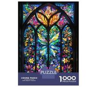 Puzzles De 1000 Pièces pour Adolescents Stained Glass Garden Puzzle Adulte Jeu Manuel Amusant Et Humoristique Cadeau Anti-Stress 70x50cm/1000pcs