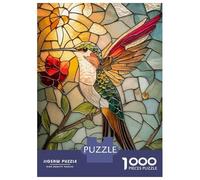 Puzzles De 1000 Pièces pour Adolescents Stained Glass Hummingbird Puzzles pour Adolescents, Jeu De Réflexion Amusant Et Humoristique, Cadeau d'anniversaire Unique 52x38cm/1000pcs