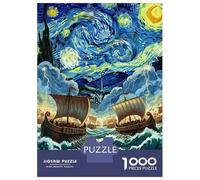 Puzzles De 1000 Pièces pour Adolescents Starry Night Sea Battle Puzzles pour Adolescents, Jouets Anti-Stress, Cadeaux pour Femmes, Cadeaux Anti-Stress 52x38cm/1000pcs