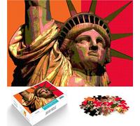 Puzzles de 1000 pièces pour Adolescents Statue DE LA LIBERTÉ À New York Jouets de Jeu avec Affiche et Feuille de Questions correspondantes 38x26cm