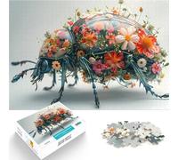 Puzzles de 1000 pièces pour Adolescents Style Floral scarabée Jeu Familial Anti-Stress Défi Difficile décoration Murale 38x26cm
