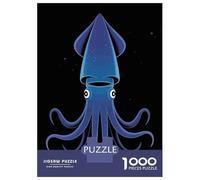 Puzzles De 1000 Pièces Pour Adolescents Stylized Blue Squid on Black Background Puzzles Pour Adolescents, Jouets À Monter Soi-même, Analyse Et Logique, Cadeau D'anniversaire Ou De Noël 38x26cm/1000pcs