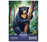Puzzles De 1000 Pièces pour Adolescents Sun Bear Stained Glass Illustration Puzzle Jeux De Famille Décoration Intérieure Cadeaux d'anniversaire Uniques 70x50cm/1000pcs