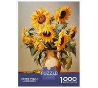 Puzzles De 1000 Pièces Pour Adolescents Sunflower Bouquet in Ceramic Vase Puzzles Pour Adolescents - Niveau De Difficulté : Difficile - Chaque Pièce Est Unique - Cadeau D'anniversaire, Cadeaux, 70x50c