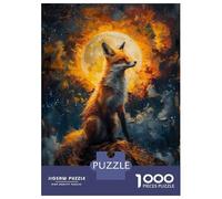 Puzzles De 1000 Pièces pour Adolescents Sunset Fox Painting Puzzles pour Adultes : Un Jeu De Réflexion Amusant Et Humoristique, Idéal en Cadeau pour Toute La Famille 52x38cm/1000pcs