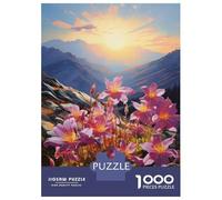 Puzzles De 1000 Pièces pour Adolescents Sunset Mountain Flowers Puzzle pour Adultes, Jouets À Monter Soi-même, Amusants Et Humoristiques, pour Stimuler Le Cerveau 38x26cm/1000pcs
