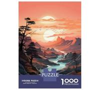 Puzzles De 1000 Pièces pour Adolescents Sunset Mountain River Landscape Puzzles pour Adultes Améliorent La Mémoire Casse-tête Difficile Et Stimulant Jeux De Réflexion en Famille 52x38cm/1000pcs