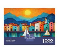 Puzzles De 1000 Pièces pour Adolescents Sunset Over The Harbor Puzzle pour Adultes Jeu Familial Course De Vitesse Manuelle Cadeaux Uniques pour Anniversaire Et Noël 38x26cm/1000pcs