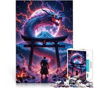 Puzzles de 1000 pièces pour Adolescents Super Lune du Dragon Samouraï Jeu Pratique Activités Amusantes à la Maison, Cadeaux d'anniversaire, Cadeaux de Voyage, 75x50cm