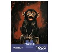 Puzzles De 1000 Pièces pour Adolescents Surprised Monkey Portrait Puzzles pour Adolescents, Jouet, Décoration Murale, Décoration Intérieure, Cadeaux Anti-Stress 38x26cm/1000pcs