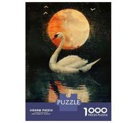 Puzzles De 1000 Pièces pour Adolescents Swan and Moon Puzzle Adulte Puzzle DIY Jouets Course De Vitesse Manuelle Aide À Exercer Le Cerveau 70x50cm/1000pcs