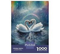 Puzzles De 1000 Pièces pour Adolescents Swans in Love Under Rainbow Rain Puzzles pour Adolescents, Jouets Anti-Stress, Cadeaux pour Femmes, Cadeaux Anti-Stress 38x26cm/1000pcs