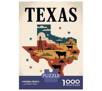 Puzzles De 1000 Pièces pour Adolescents Texas The Lone Star State Illustration Puzzles pour Adultes Améliore La Mémoire Interaction Parent-Enfant Jouet Jeu Intellectuel 52x38cm/1000pcs