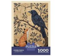 Puzzles De 1000 Pièces pour Adolescents The Crow and The Fox Animal Fables Puzzles pour Adolescents, Jouets Anti-Stress, Cadeaux pour Femmes, Cadeaux Anti-Stress 70x50cm/1000pcs