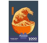 Puzzles De 1000 Pièces pour Adolescents The Great Wave of Orange Puzzles pour Adolescents, Jeu De Réflexion Amusant Et Humoristique, Cadeau d'anniversaire Unique 38x26cm/1000pcs