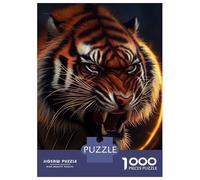 Puzzles De 1000 Pièces pour Adolescents Tiger Angry Animal Roar Puzzles pour Adolescents - Jeu Manuel pour Améliorer La Mémoire - Cadeaux pour Les Amis Et La Famille 52x38cm/1000pcs