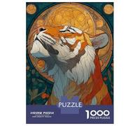 Puzzles De 1000 Pièces pour Adolescents Tiger in Art Nouveau Style Puzzle Jeux Relaxants Cadeaux pour Femmes Cadeaux De Noël Et d'anniversaire 38x26cm/1000pcs