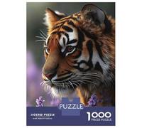 Puzzles De 1000 Pièces pour Adolescents Tiger in Lavender Field Portrait Puzzle Adulte Jeu Manuel Défi Difficile Cadeaux pour Amis Et Famille 70x50cm/1000pcs