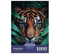 Puzzles De 1000 Pièces pour Adolescents Tiger Portrait in The Jungle Foliage Puzzles pour Adolescents - Jeu Manuel - Décoration Murale - Défi À Relever 38x26cm/1000pcs