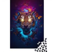 Puzzles De 1000 Pièces pour Adolescents Tiger Wall Art Print-4 Puzzle Jeux Relaxants Cadeaux pour Femmes Cadeaux De Noël Et d'anniversaire 52x38cm/1000pcs