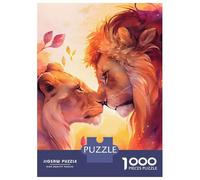 Puzzles De 1000 Pièces pour Adolescents Together Forever Lion Love Puzzles pour Adultes Jeux De Société Cadeaux pour Femmes Stimule Le Cerveau 38x26cm/1000pcs