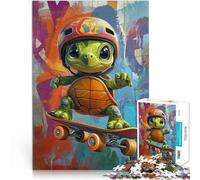 Puzzles de 1000 pièces pour Adolescents Tortue en Skateboard Entraînez Votre Cerveau et Vos Mains Jeu de défi Unique 50x70cm