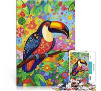 Puzzles de 1000 pièces pour Adolescents Toucan dans Un Paradis Floral Défi Difficile Jeu éducatif pour Anniversaire, Noël 38x26cm