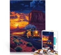 Puzzles de 1000 pièces pour Adolescents Train à Travers Monument Valley Jouets éducatifs avec Affiche et Feuille de Questions correspondantes 52x38cm